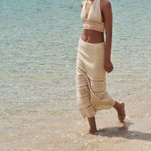 NWT Zara crochet beaded midi skirt